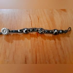 Handmade leather wrap beaded bracelet